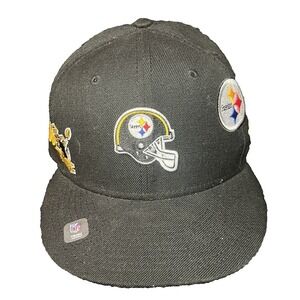 New Era Just Don Pittsburgh Steelers Hat Black Fitted 7 1/8 NFL Wool Cap